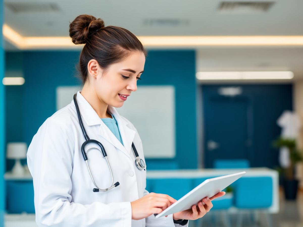 Healthcare professional using a tablet